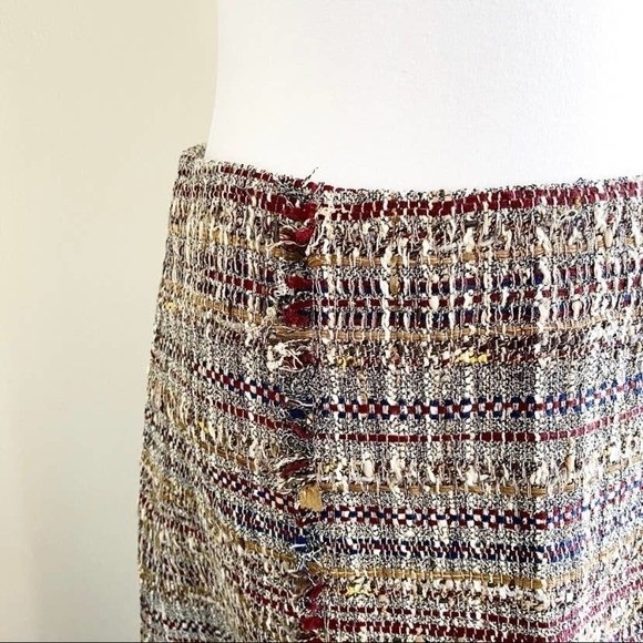 DVF Brown Multi Tweed A-line Fringe Trim Skirt Sizec8 NEW NWT - Picture 6 of 9